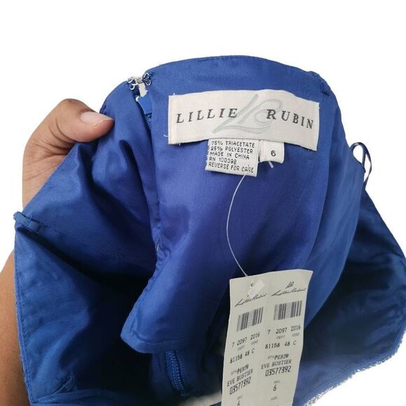 Vintage Lavender/Blue Corset Top | Hand Embellished with Blue Iridescent Beads | - Picture 5 of 11